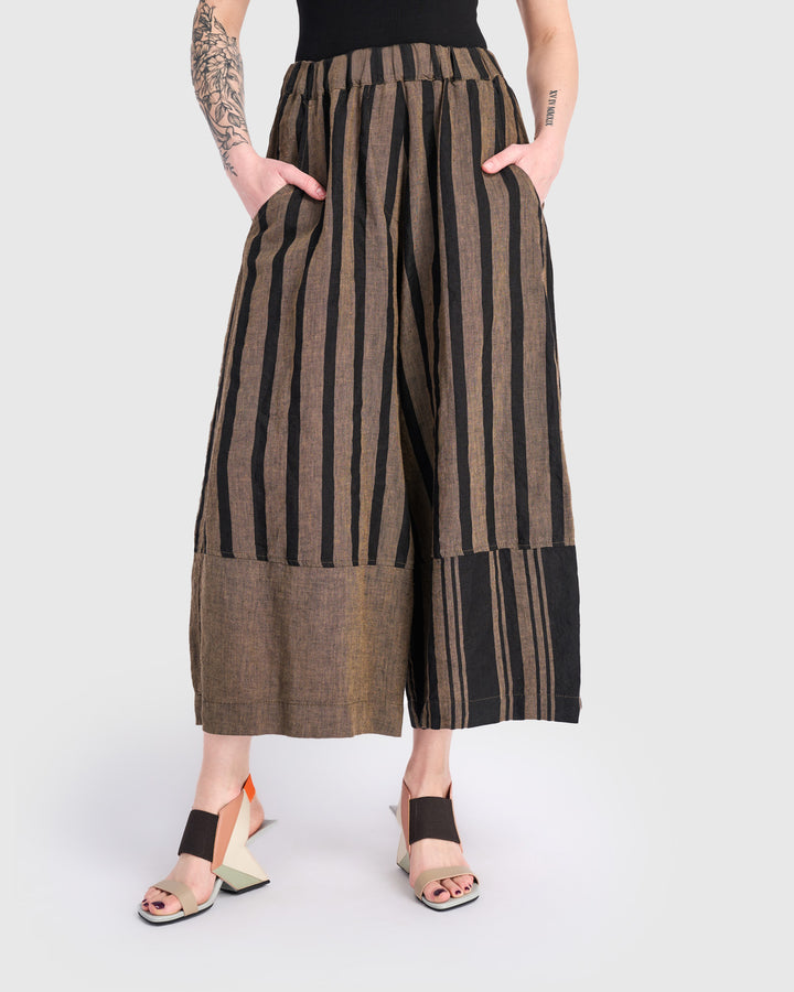 Mesa Linen Wide Leg Pants, Sepia/Black
