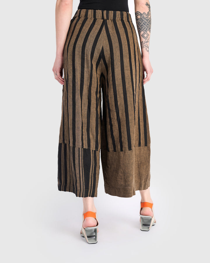 Mesa Linen Wide Leg Pants, Sepia/Black