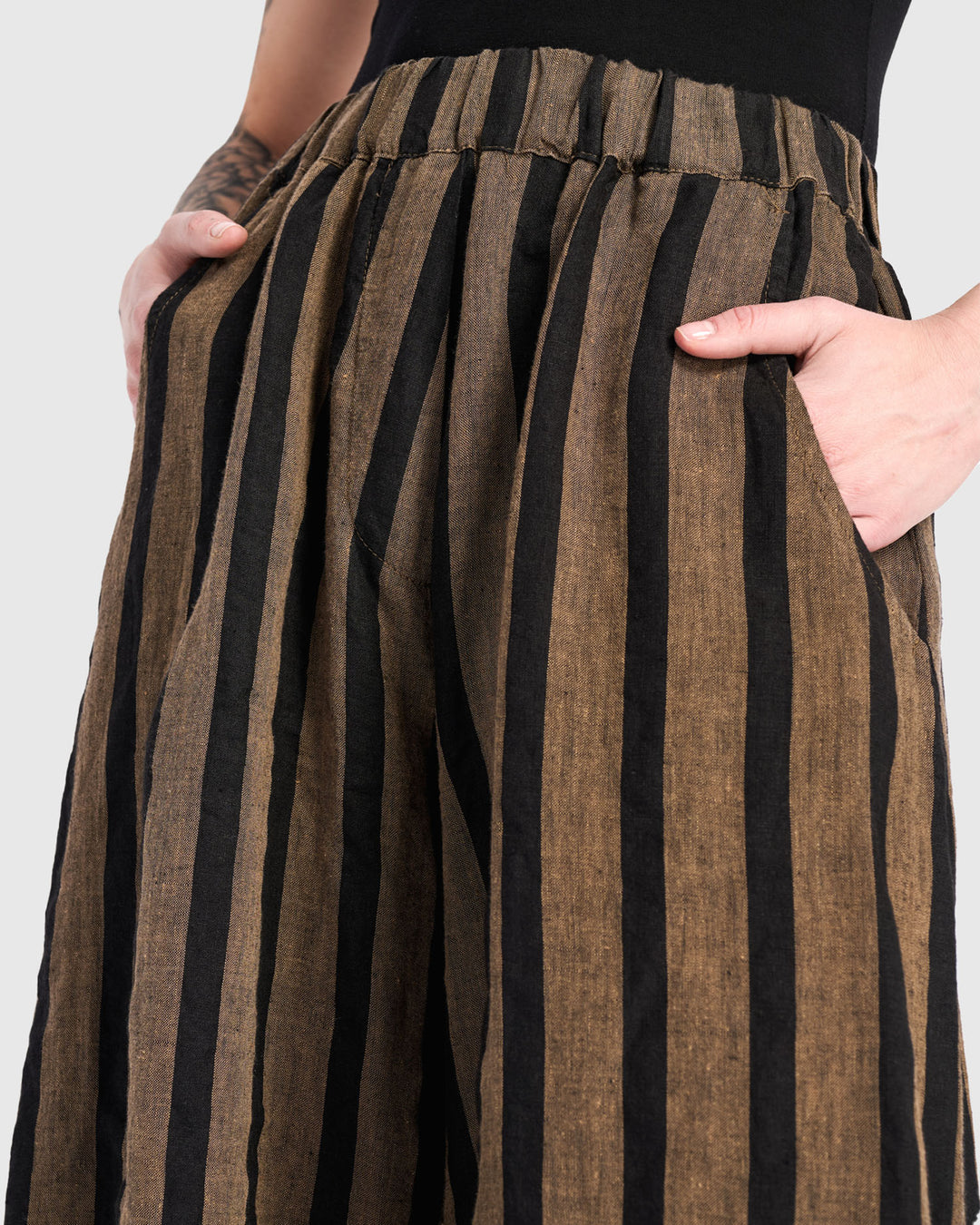 Mesa Linen Wide Leg Pants, Sepia/Black