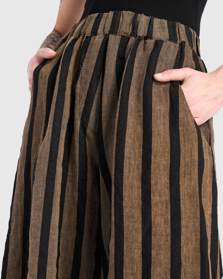 Mesa Linen Wide Leg Pants, Sepia/Black