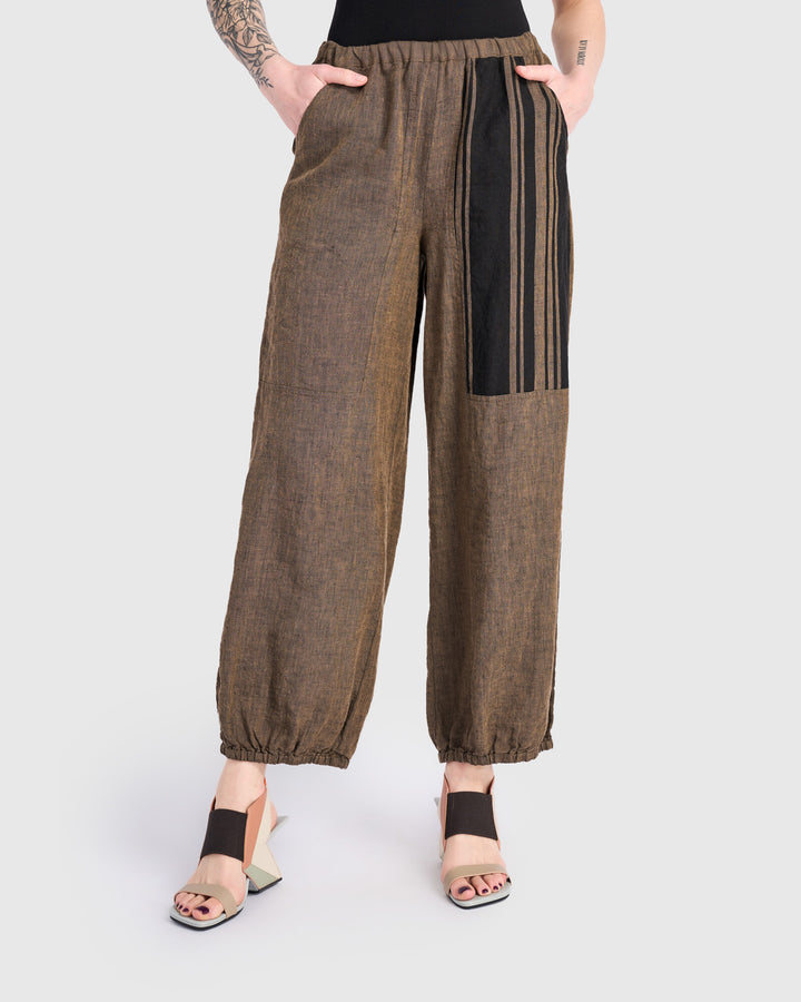Linen Lantern Pants, Sepia