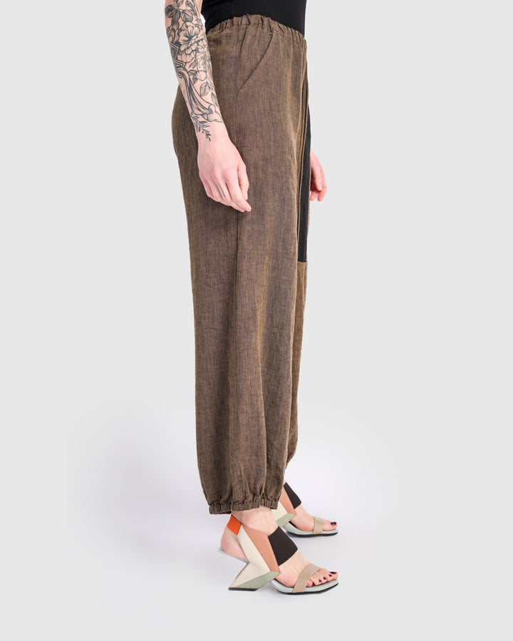 Linen Lantern Pants, Sepia