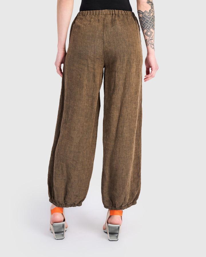 Linen Lantern Pants, Sepia