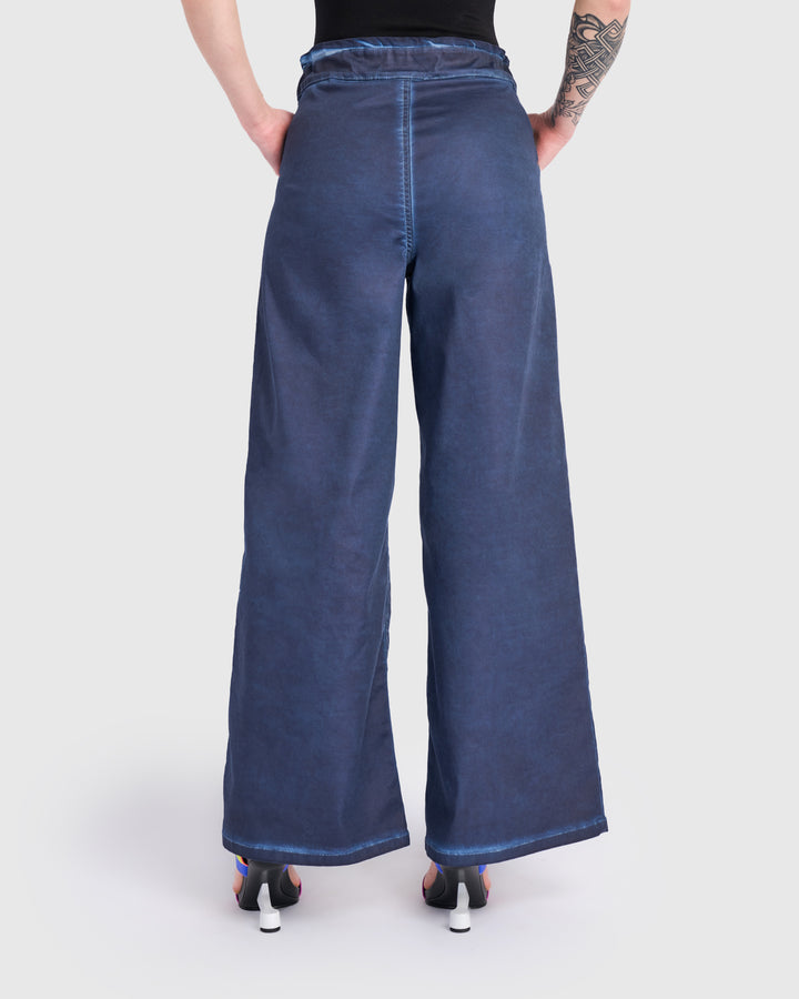 Washed Wide Leg Stretch Jeans, Navy