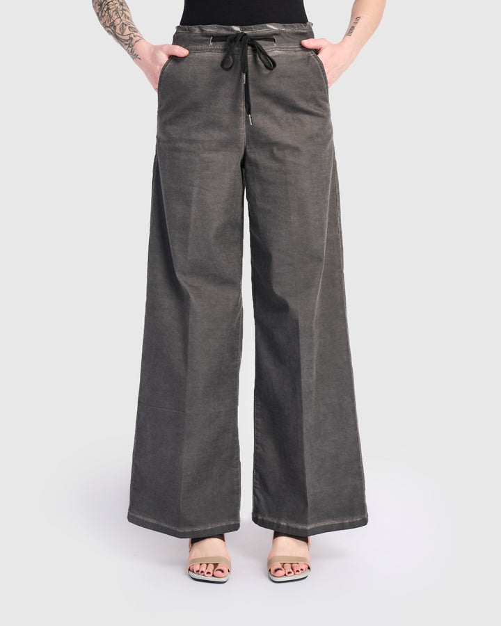 Washed Wide Leg Stretch Jeans, Steel