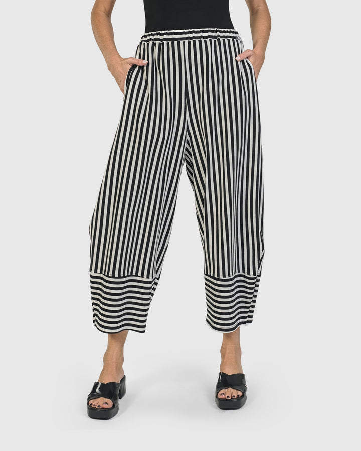 Urban Stripes Lantern Pants, Black
