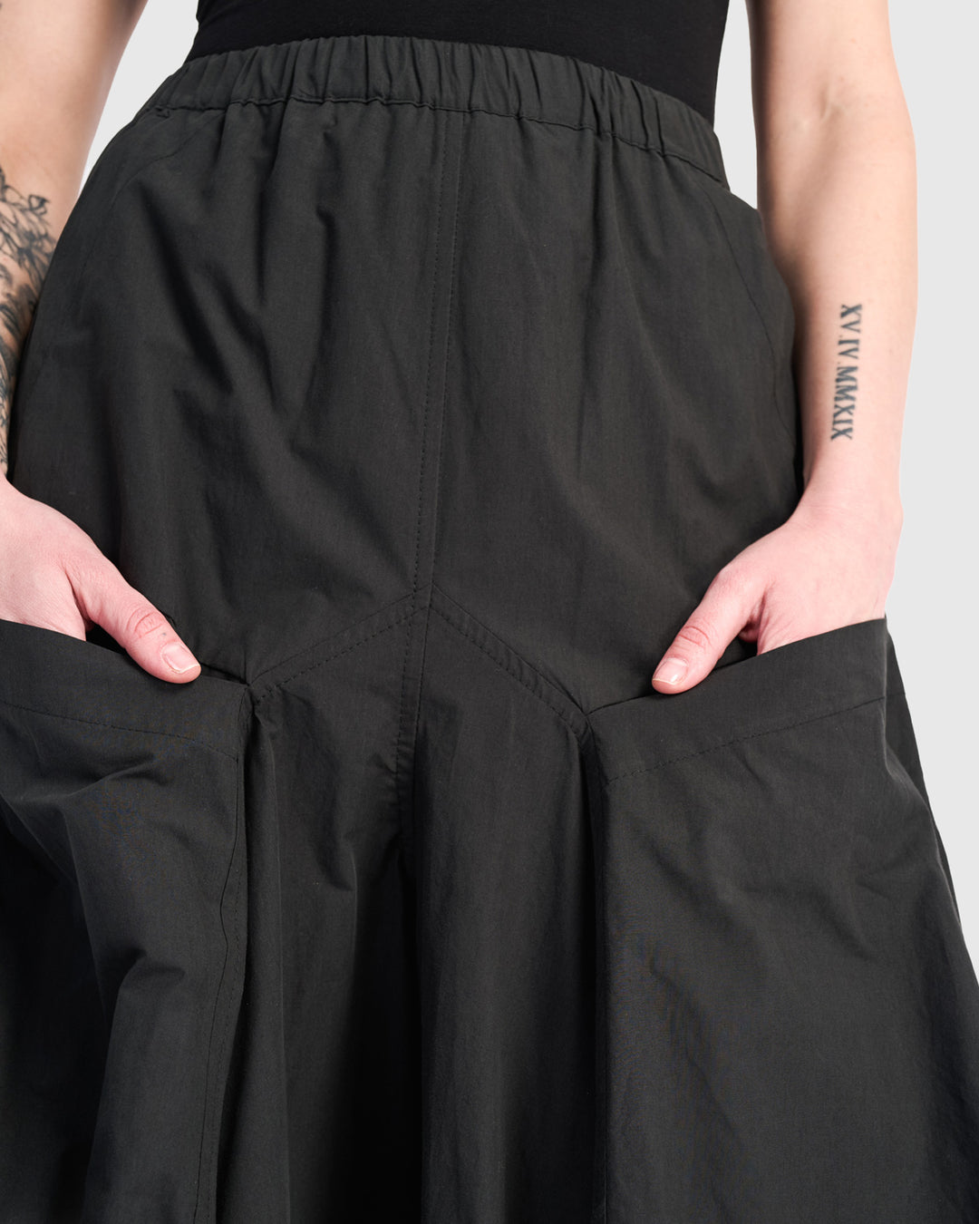 Urban Cotton Harem Pockets Pants, Black