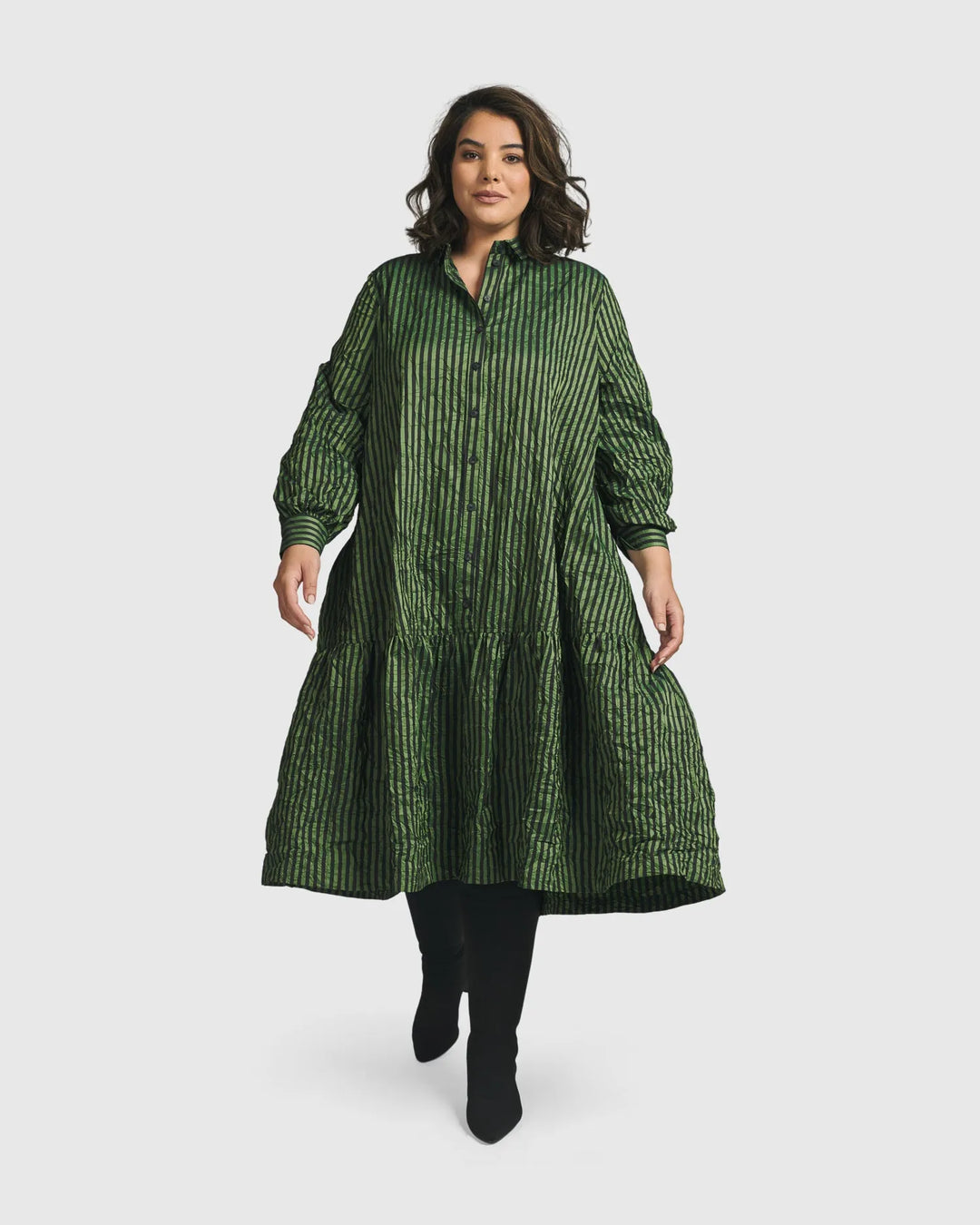 Cabaret Oversized Crinkle Dress, Green