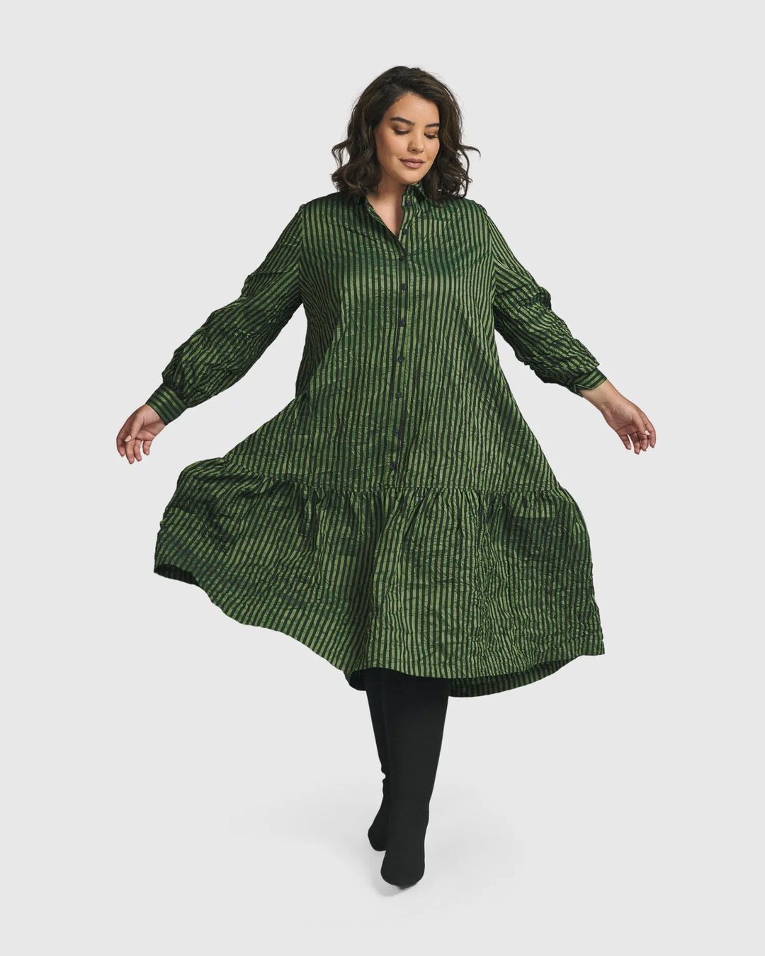 Cabaret Oversized Crinkle Dress, Green