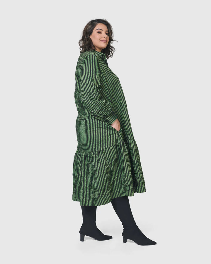 Cabaret Oversized Crinkle Dress, Green