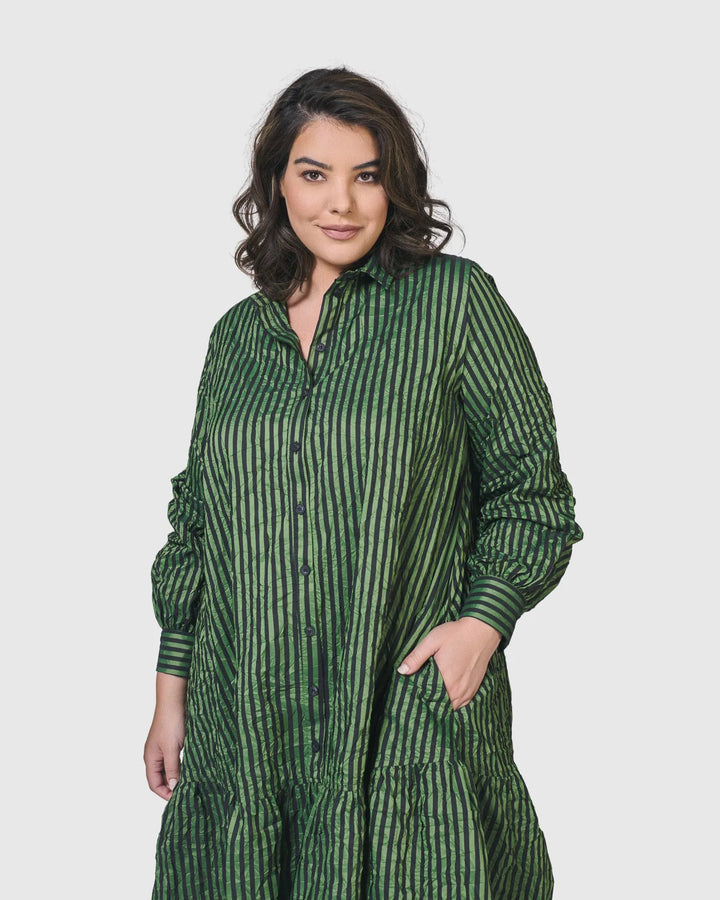 Cabaret Oversized Crinkle Dress, Green