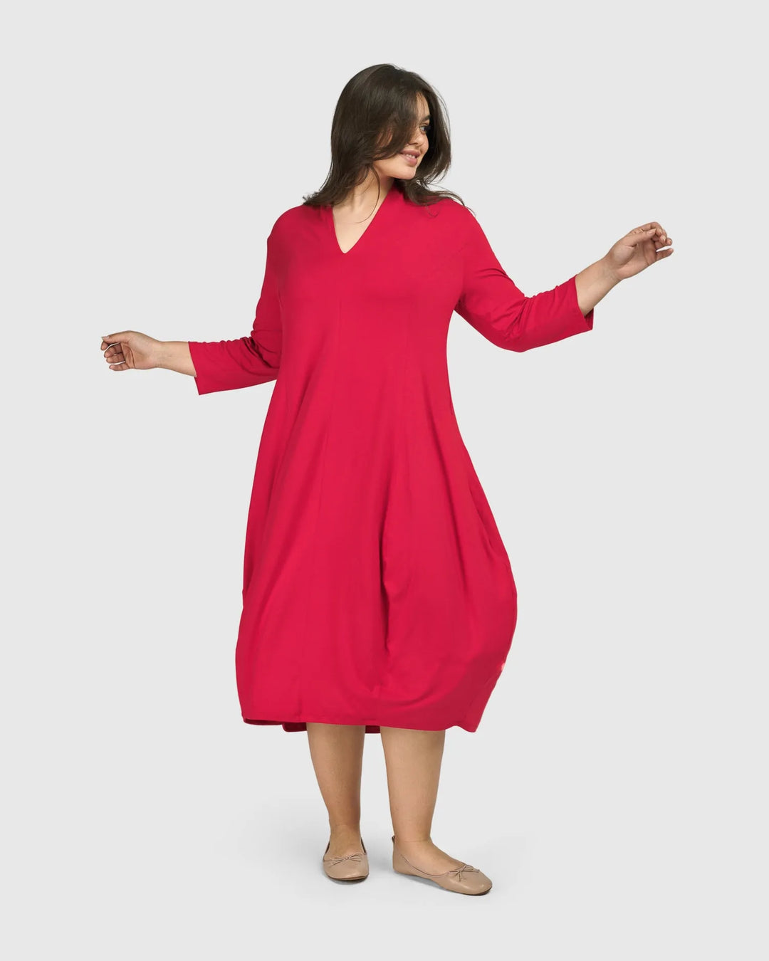 red cocoon dress Givenchy - Cocoon Long Dress In Satin - Acetate - Women