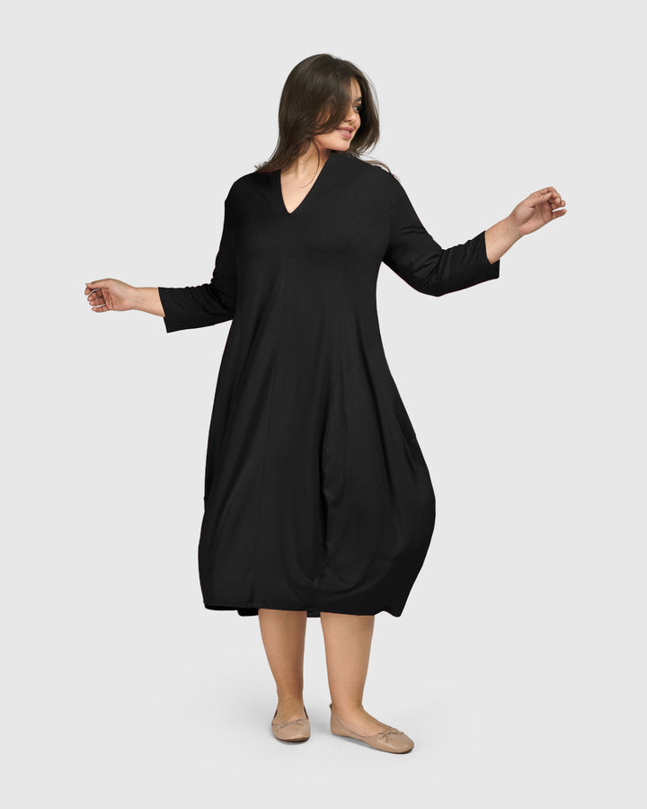 Essential Pockets Cocoon Dress, Black