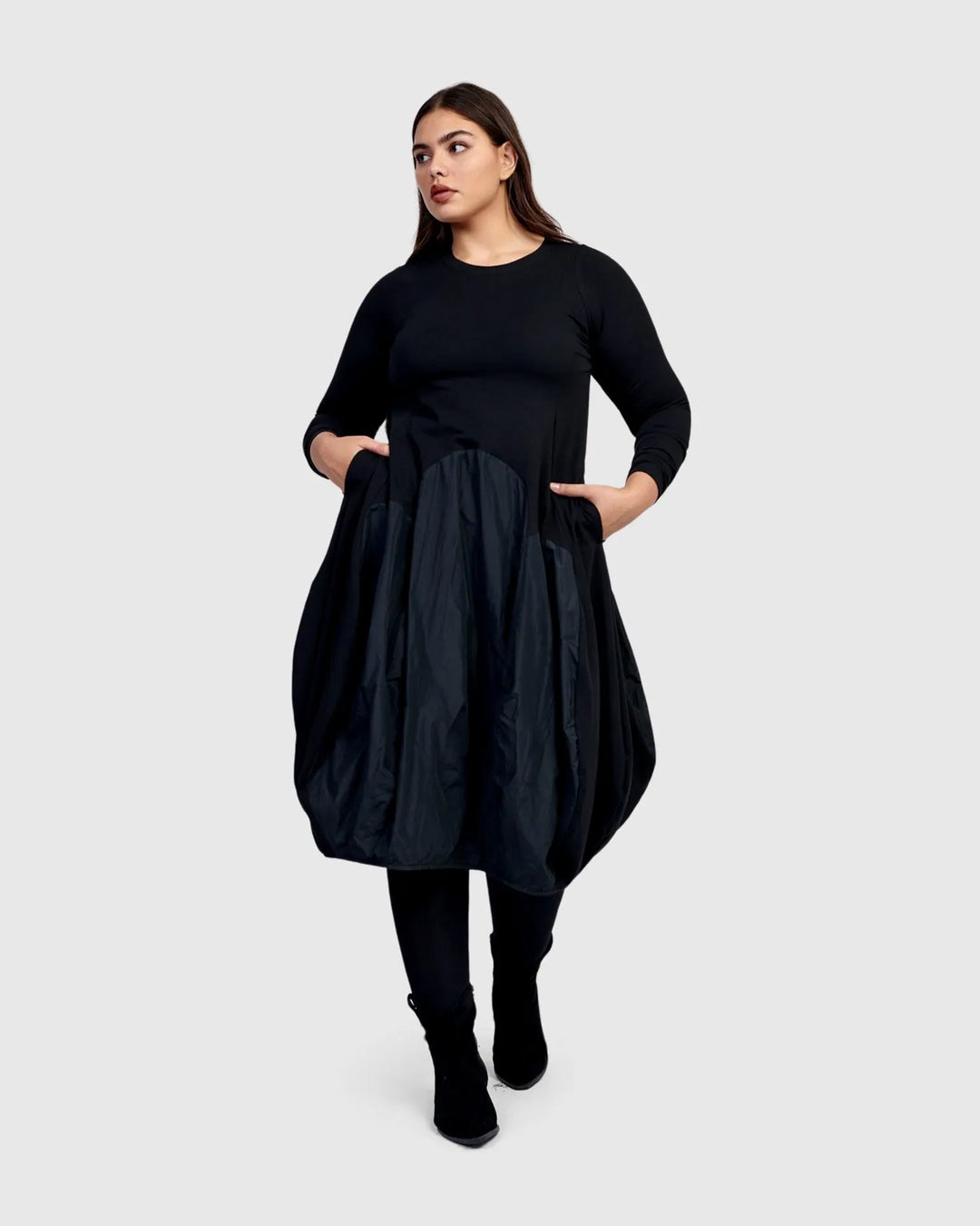 Urban Maxima Crew Cocoon Dress, Black