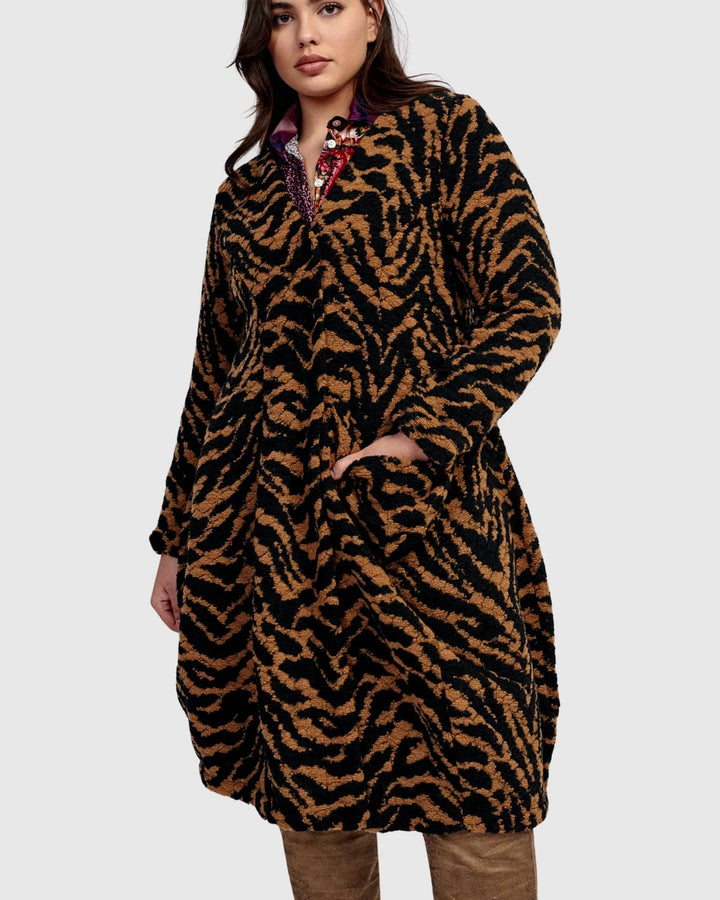 Penny Cocoon Coat, Tiger