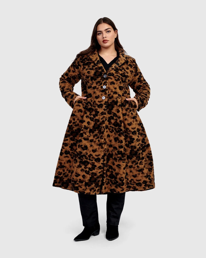 Blondie Cocoon Coat, Leopard