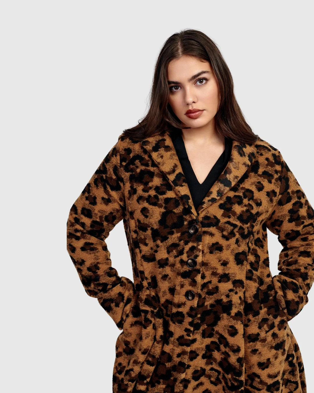 Blondie Cocoon Coat, Leopard