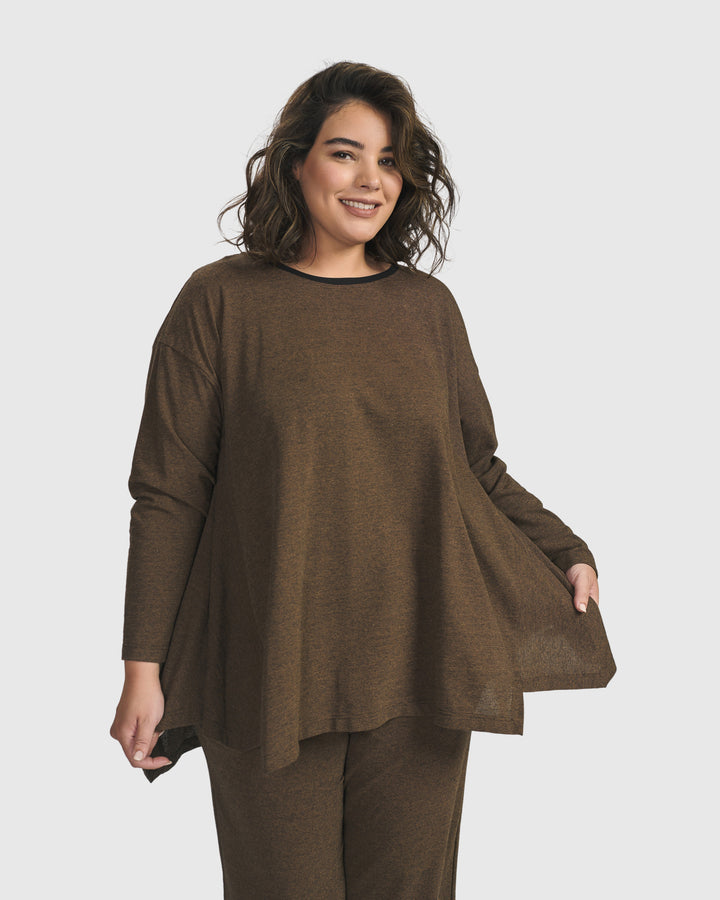 Essential Flared Top, Brown