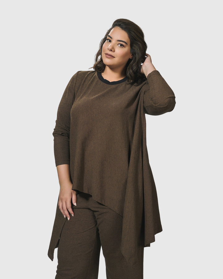 Essential Swing Tunic Top, Brown