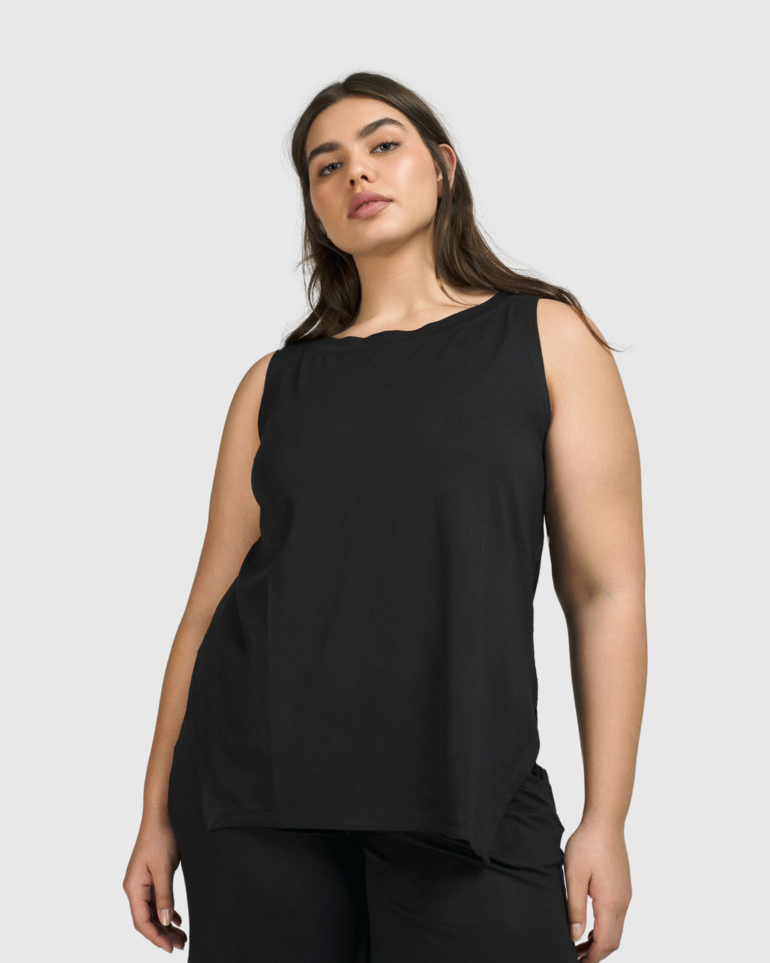Essential Cutaway Tank Top, Black