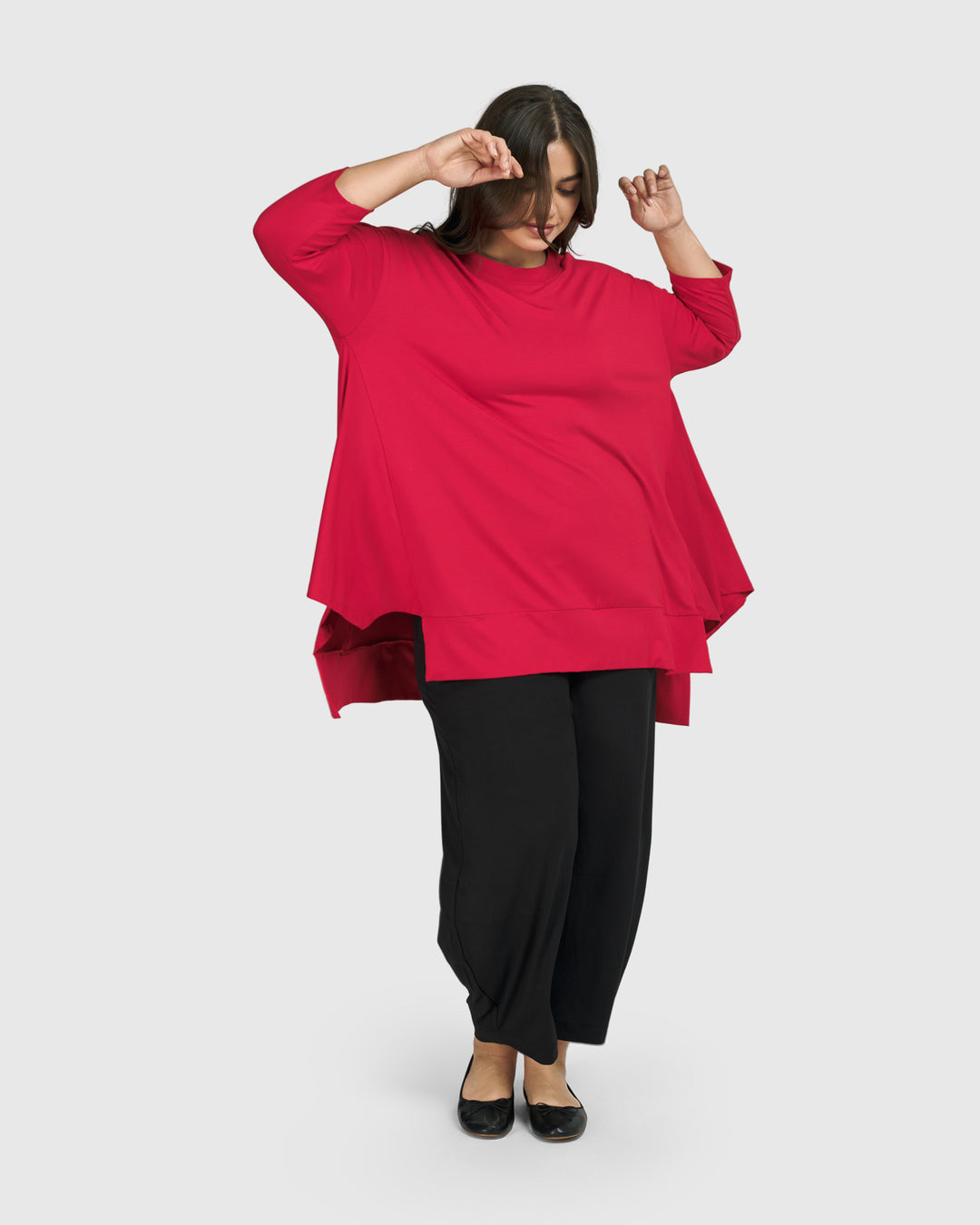 Essential Oversized Trapeze Top, Red Rose