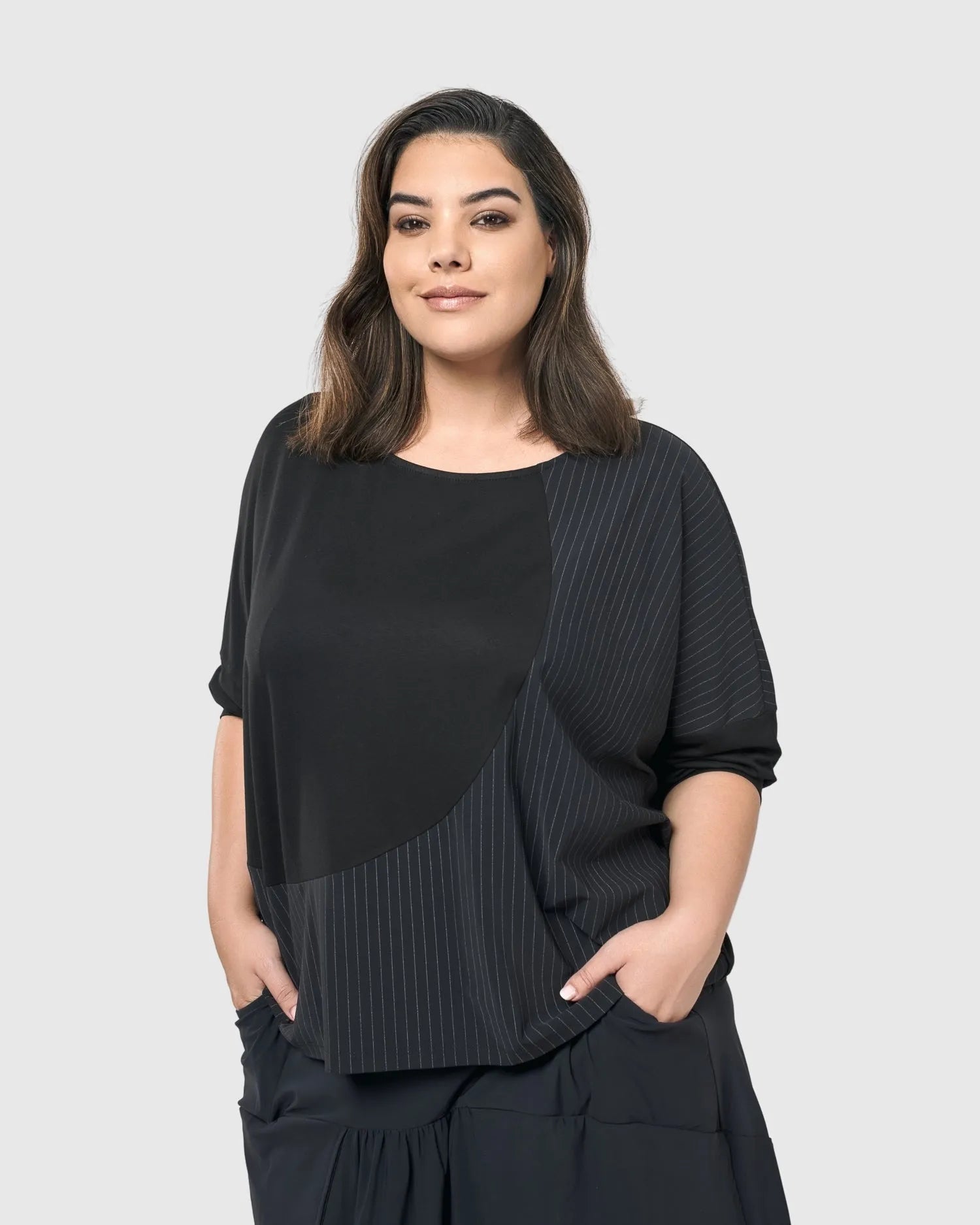 Audrey Relaxed Top, Pinstripes