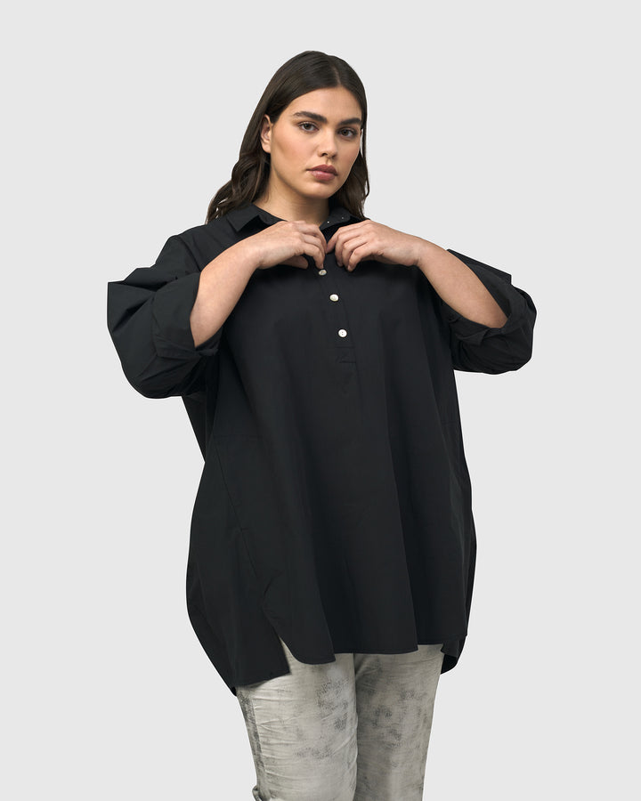 Urban Oversized Trapeze Shirt, Black