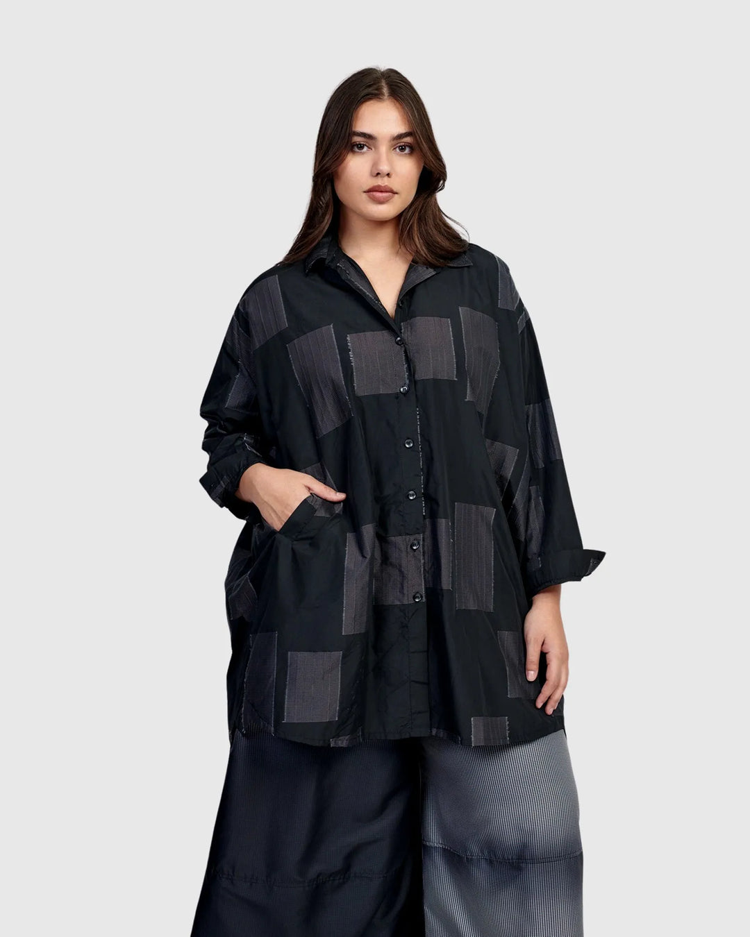 Urban Omni Oversized Tunic Shirt, Squares