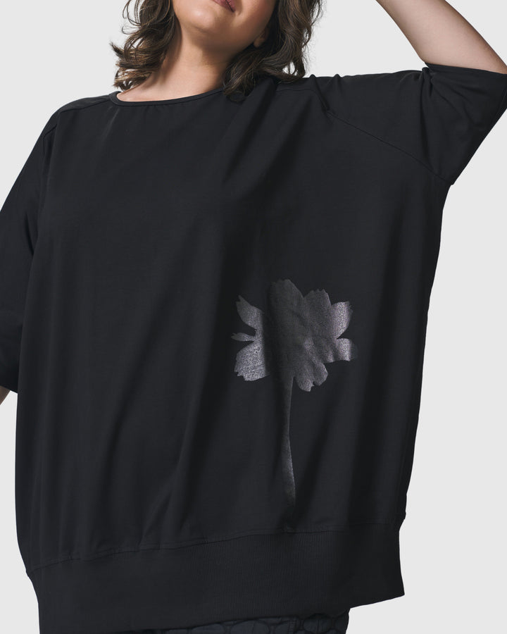 Urban Modern Flower Sweatshirt, Black