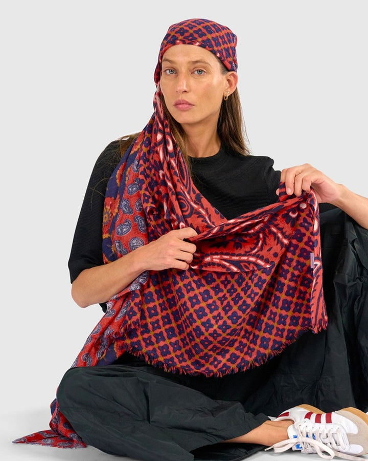 Fairground Paisley Scarf, Crimson