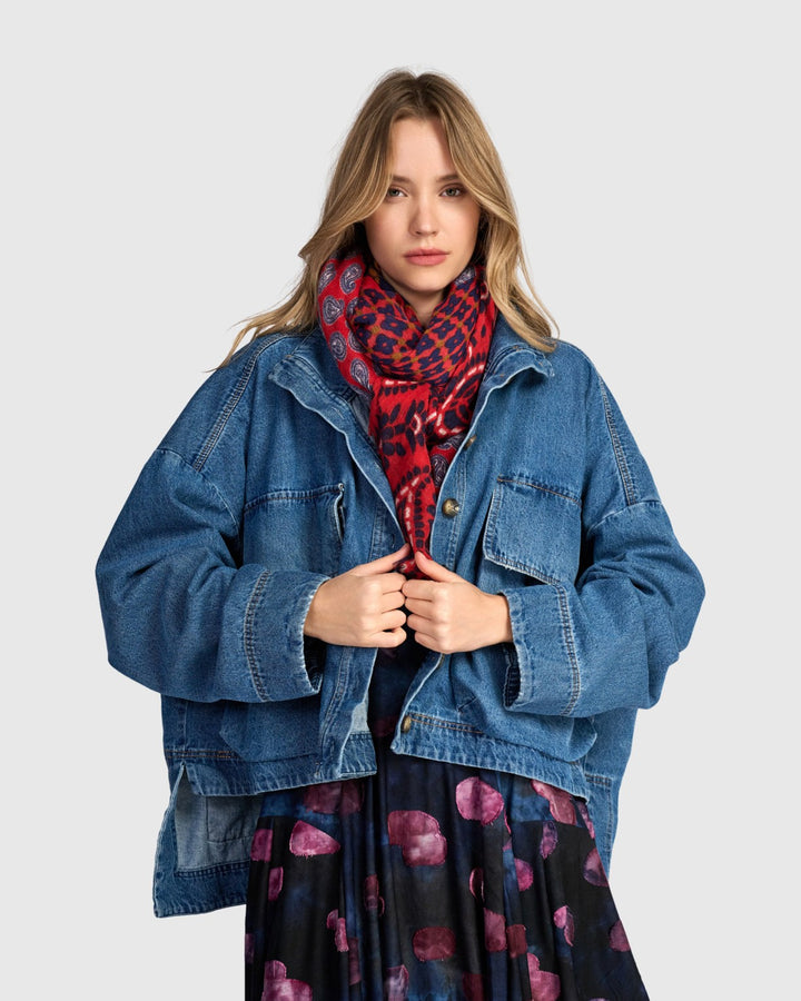 Fairground Paisley Scarf, Crimson