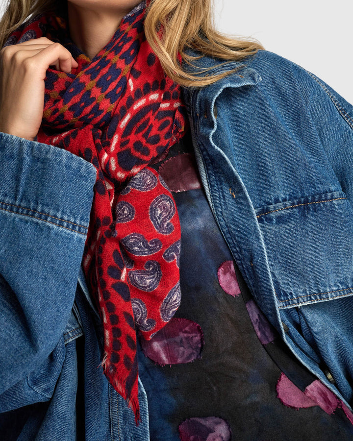Fairground Paisley Scarf, Crimson