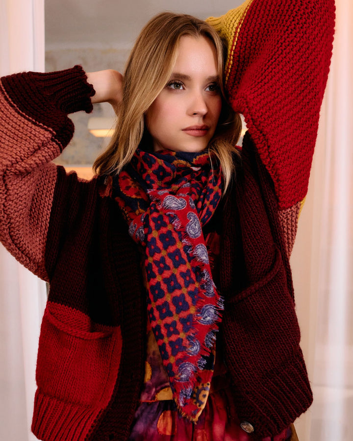 Fairground Paisley Scarf, Crimson