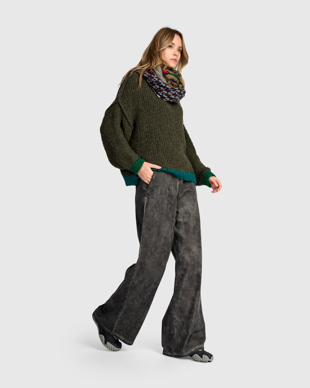 Riff Boucle Sweater, Pine