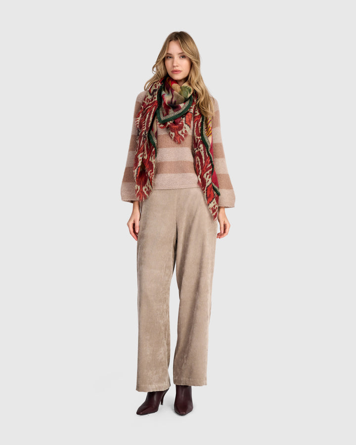 Spry Striped Sweater, Almond