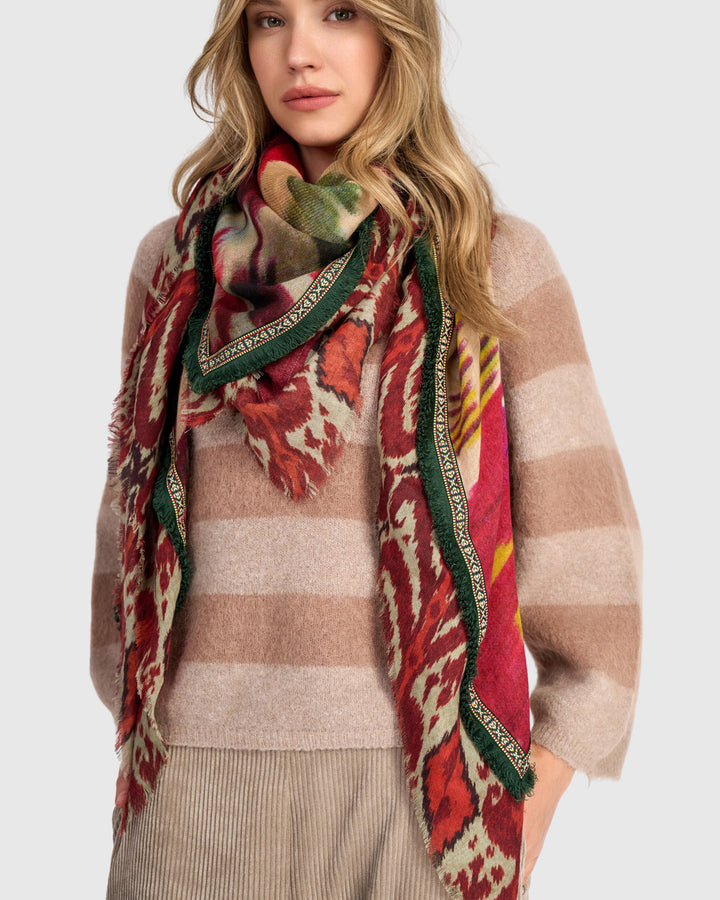 Sheaf Scarf, Maroon Ikat