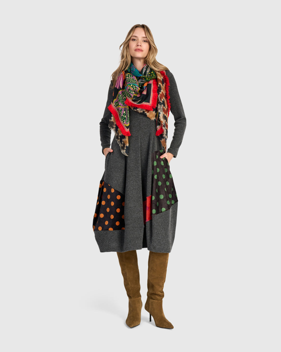 Moxie Cocoon Dress, Carbon/Dots