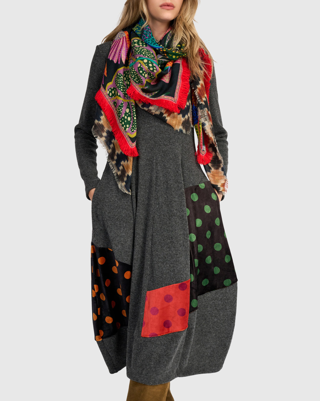 Moxie Cocoon Dress, Carbon/Dots