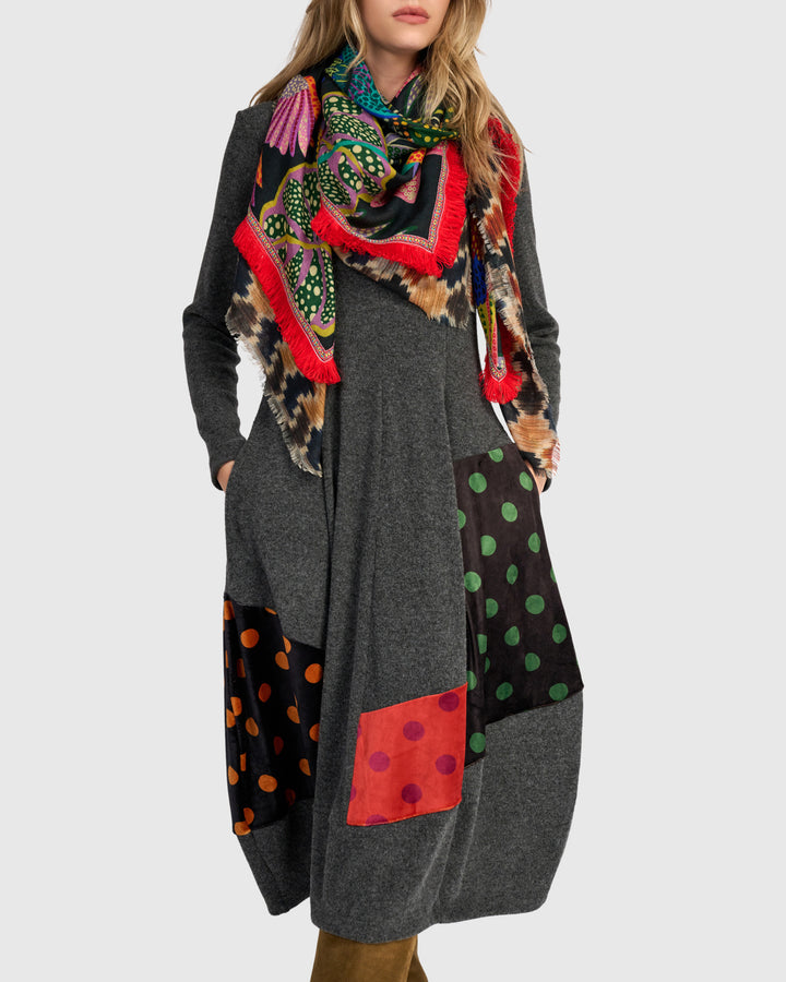 Moxie Cocoon Dress, Carbon/Dots