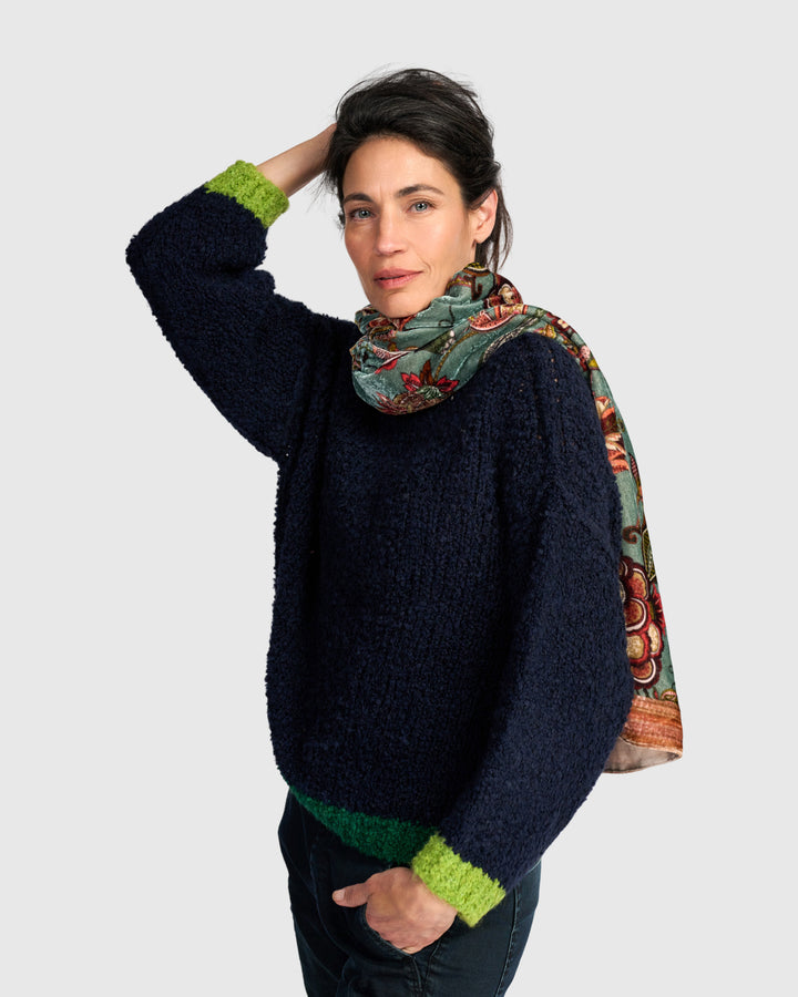 Mango Velvet Scarf, Steel Blue