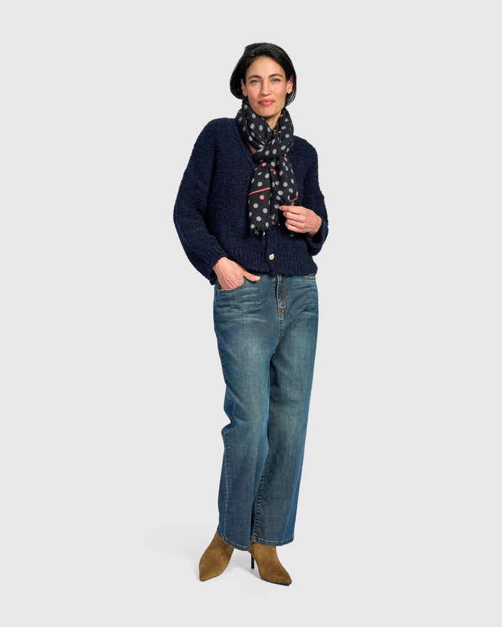 Teddy Boucle Cardigan, Midnight