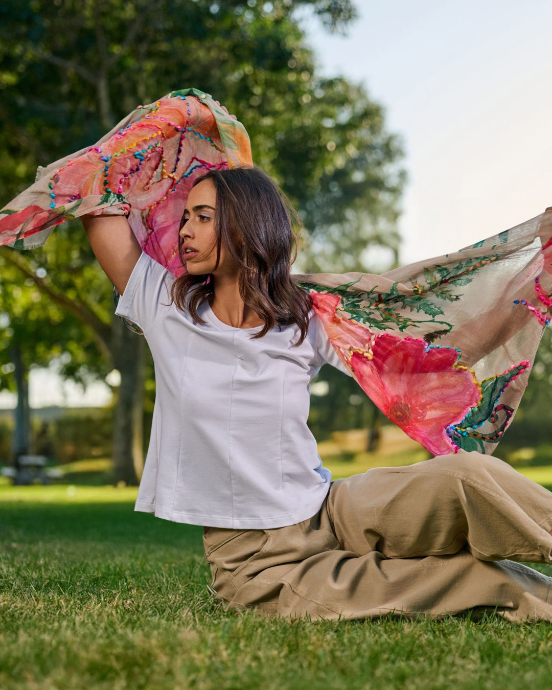 Hibis-Kissed Scarf, Floral