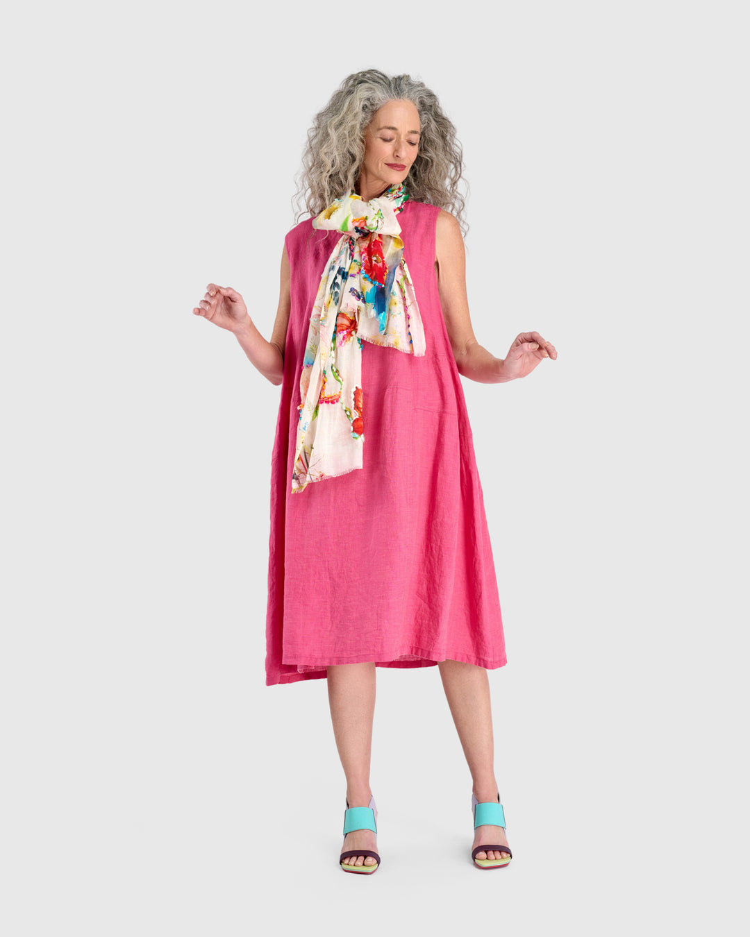 Linen Swing Dress, Flamingo