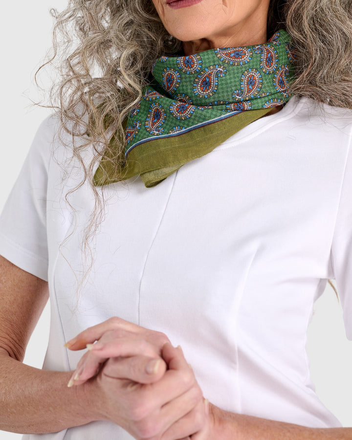 Annie Handkerchief, Green Paisley