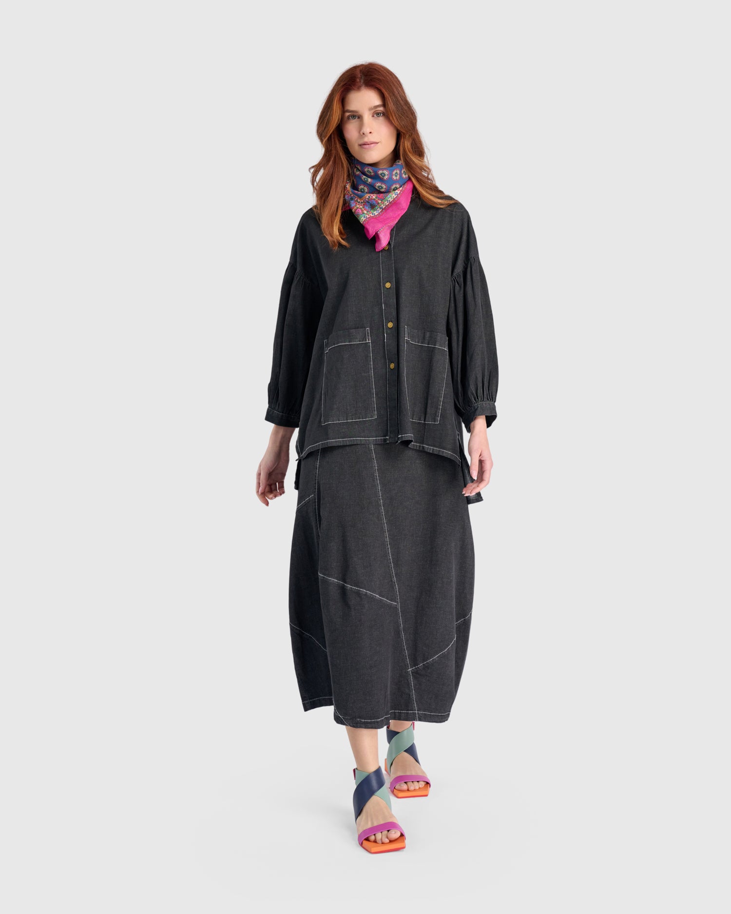 Carla Cocoon Skirt, Jet Denim – Alembika U.S.