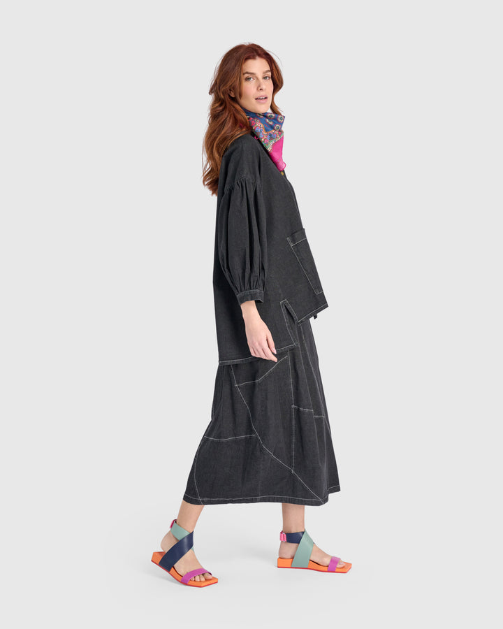 Carla Cocoon Skirt, Jet Denim