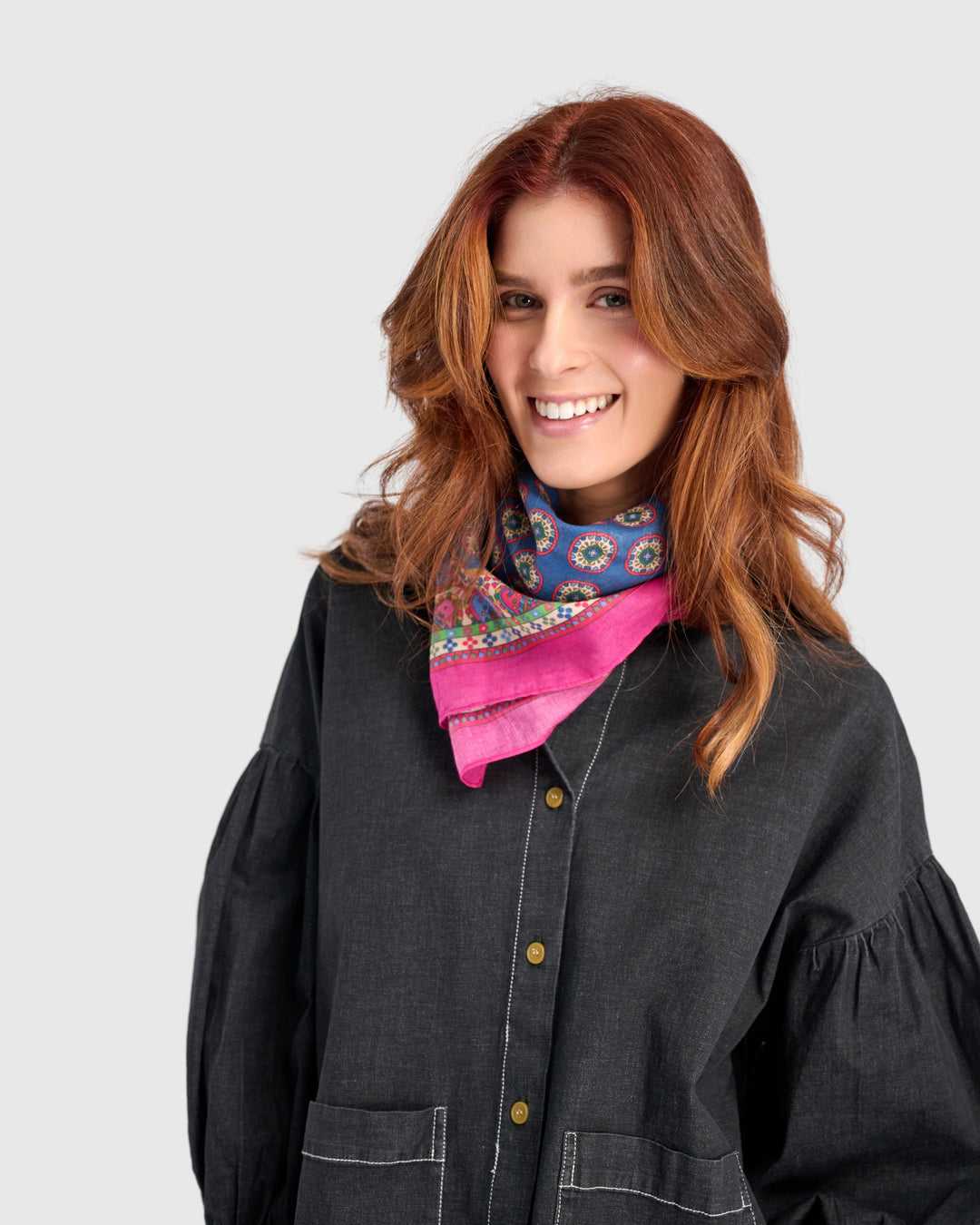 Annie Handkerchief, Pink/Navy Multi