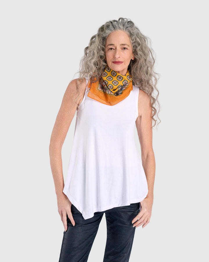 Essential Point Hem Tank Top, White