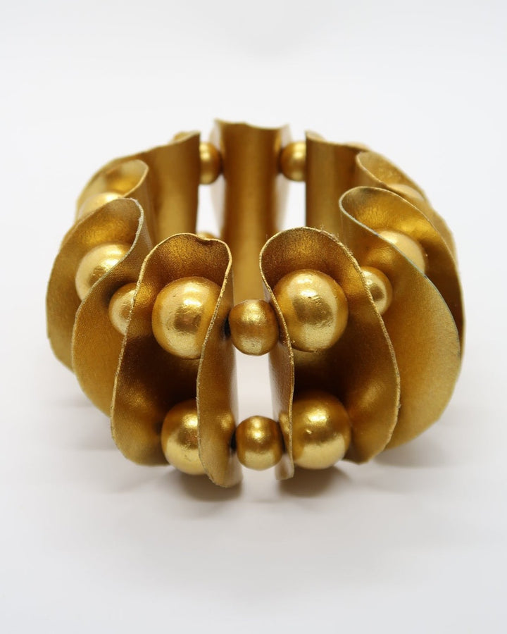 Petals & Beads Stretch Bracelet, Gold