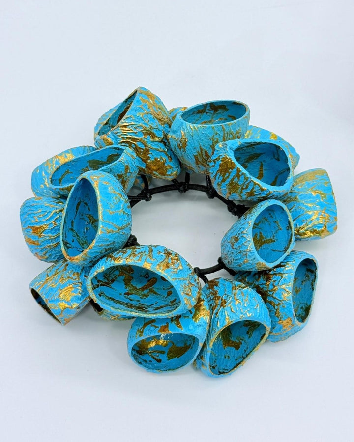 Pangium Seed Bracelet, Turquoise/Gold
